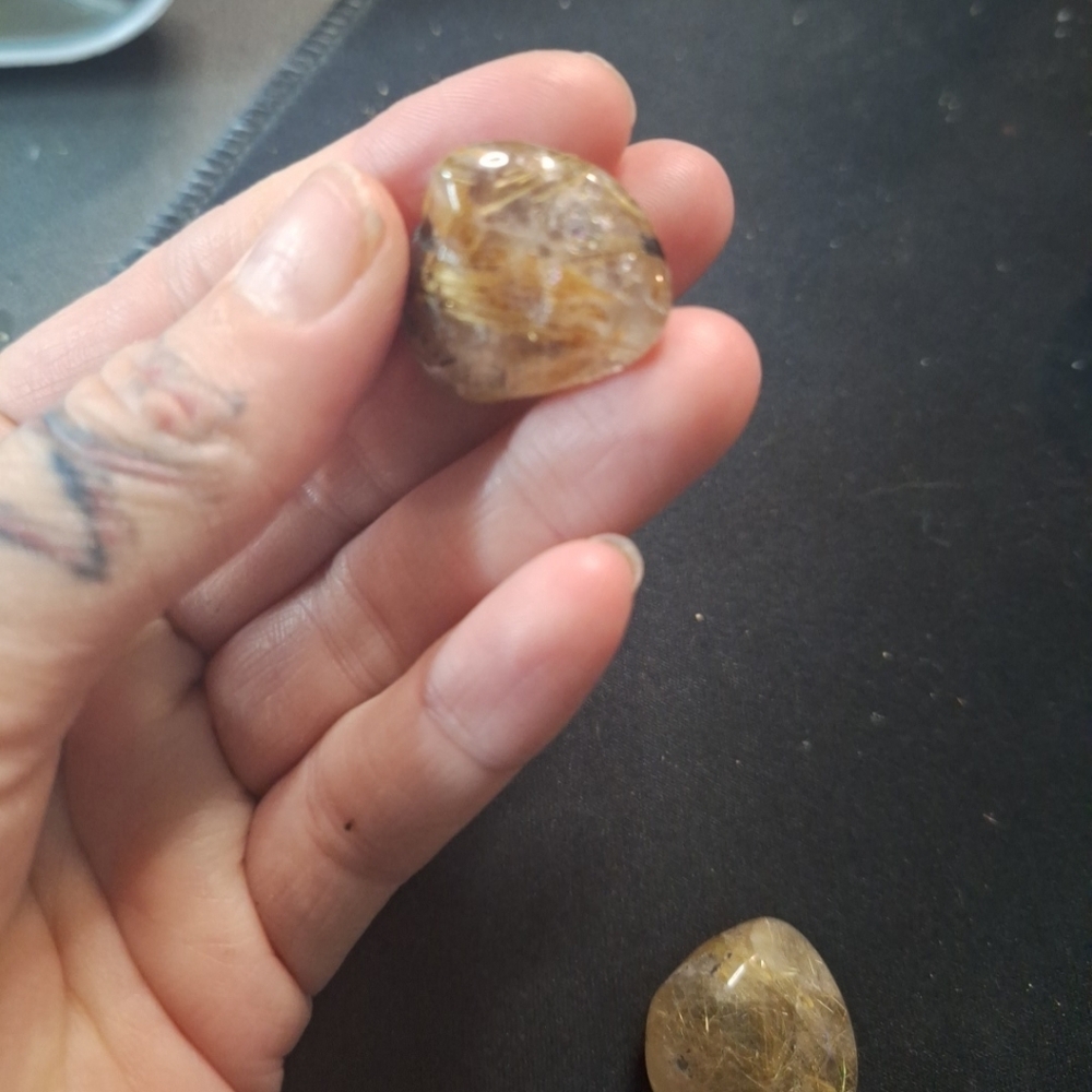 3 Mini Rutilated Quartz Tumbles - Picture 10 of 12